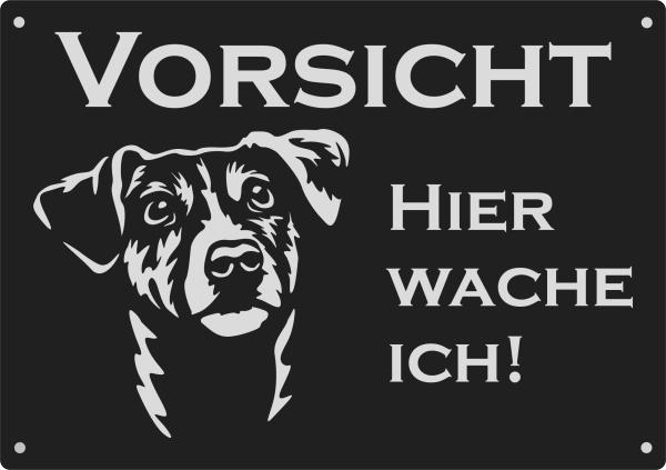 Aluminiumschild Jack Russel Hier wache ich